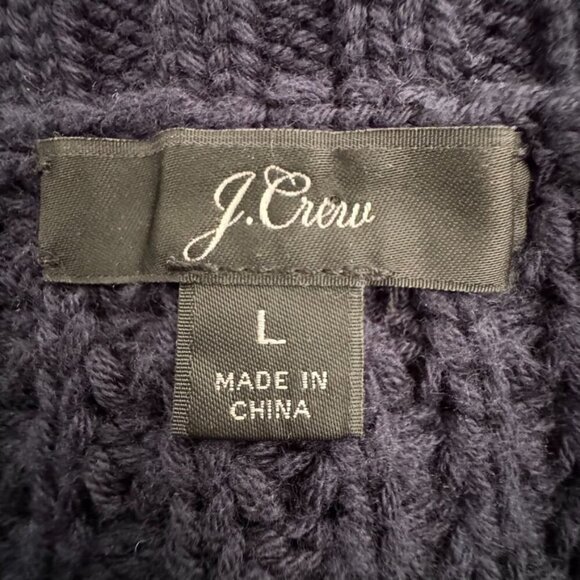 J. Crew Navy Blue Turtle Neck Chunky Knit Half Sleeve Sweater Poncho Size Large - Picture 6 of 10